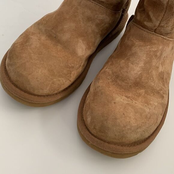 UGG Remora chestnut suede leather ankle boots shearling wool lined size 6 - Picture 2 of 9